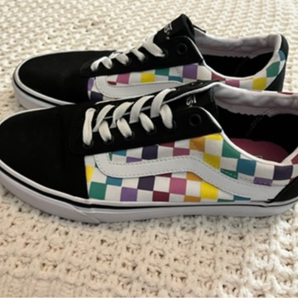 Vibrant Checkered Kids Sneakers with Black Accents